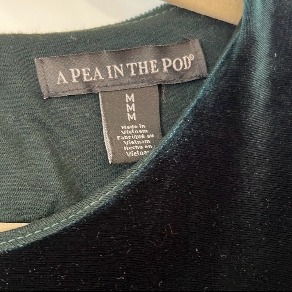 A Pea in the Pod Green Velvet Maternity Dress